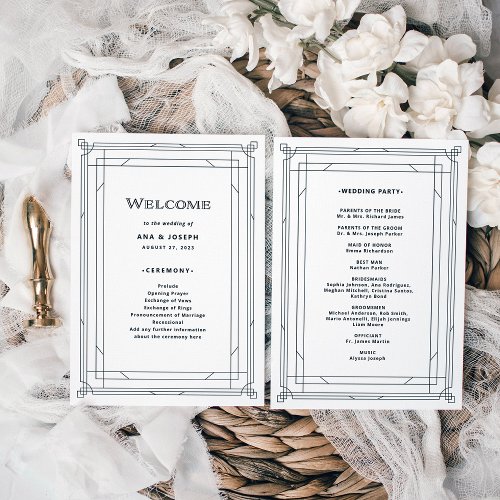 Elegant Black and White Wedding Programs | Modern Customizable Templates